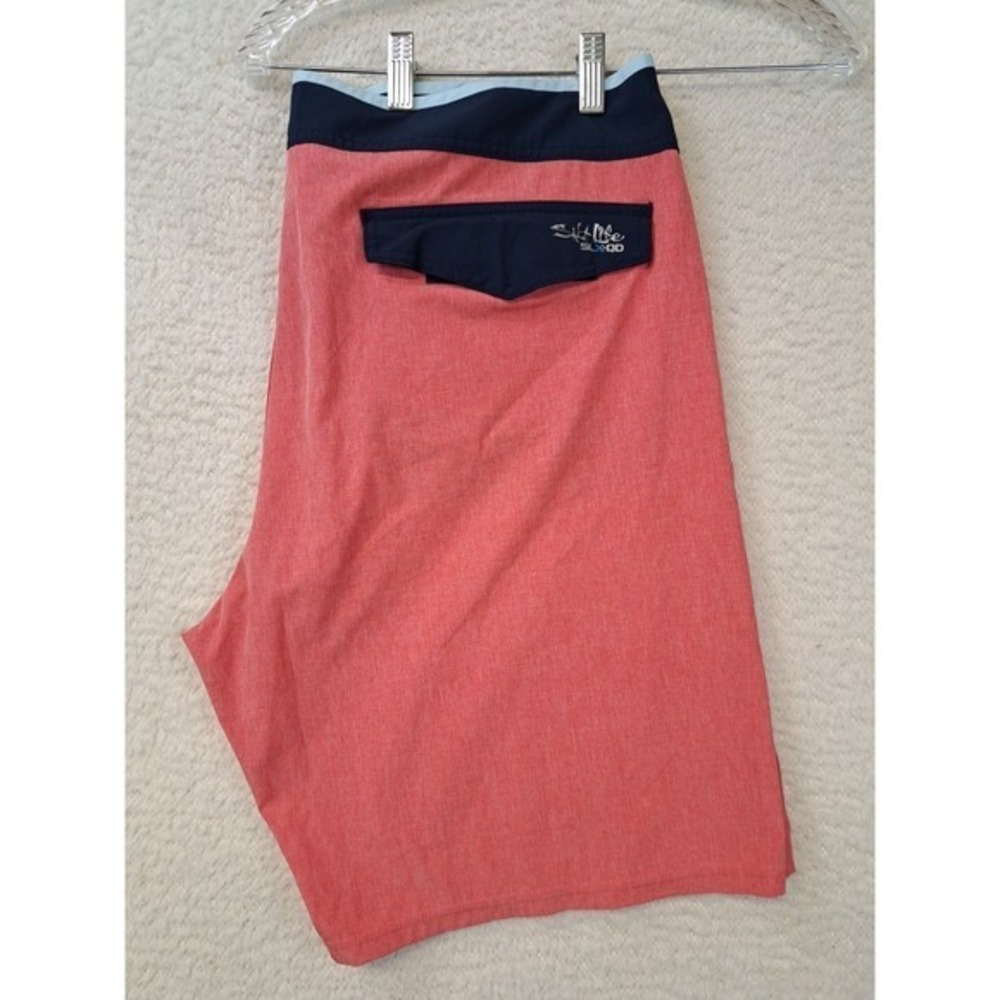 Salt Life SLX-QD Board Shorts Mens Size 40 Pink / Blue Vapor Stretch Swim Surf